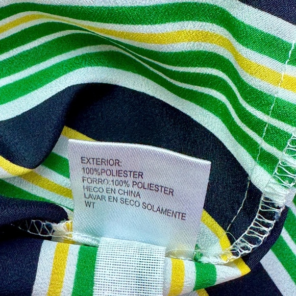 Antonio Melani Jenna Dress Spring Green Navy Geometric Stripe Cinched Size 12 - Picture 7 of 13